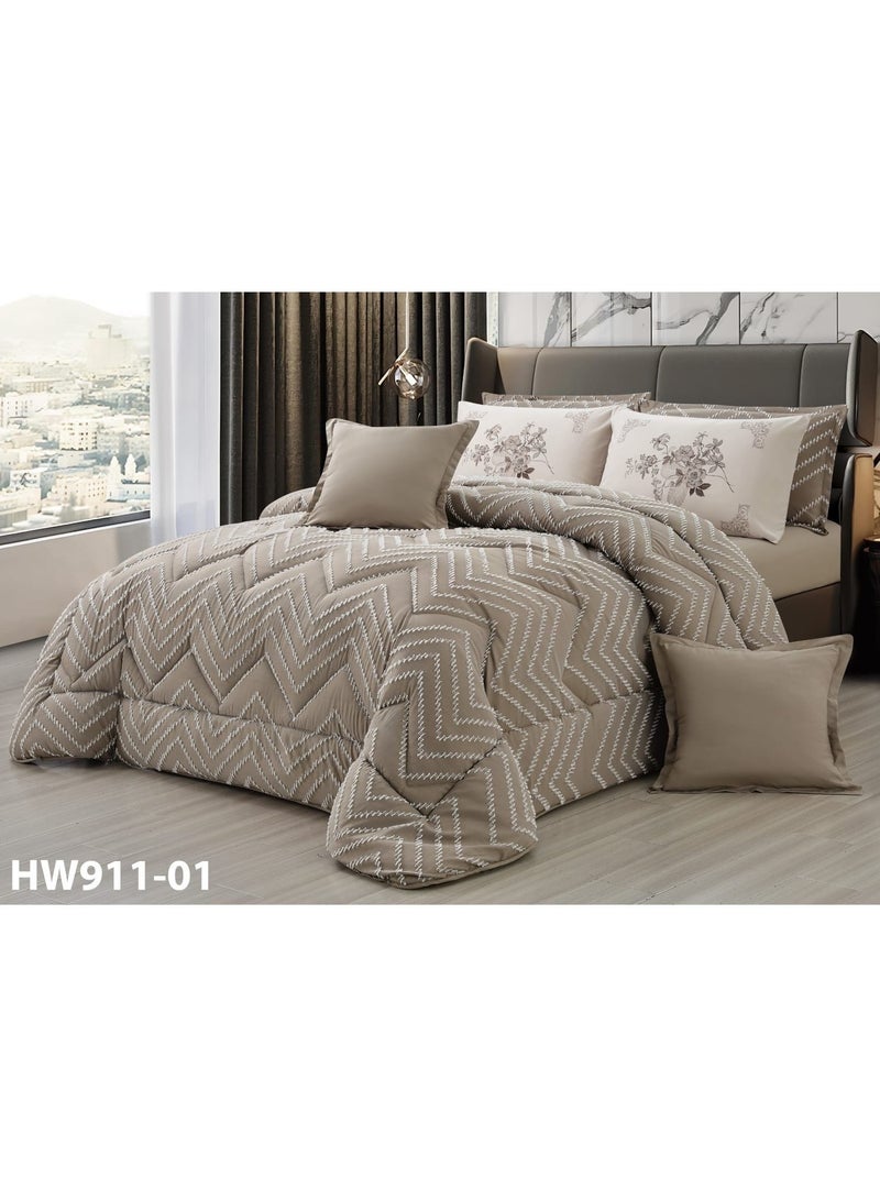 مون مفرش سرير مزدوج، لحاف فاخر، 8 قطع، مقاس 230×250 سم - Image 1