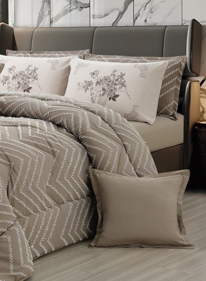مون مفرش سرير مزدوج، لحاف فاخر، 8 قطع، مقاس 230×250 سم - Image 2