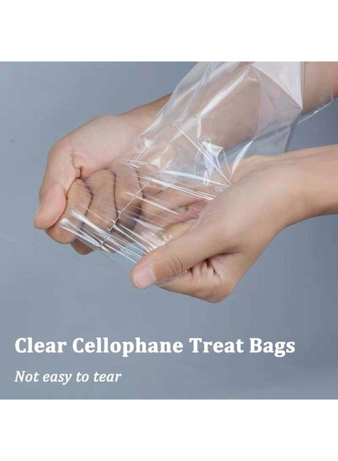 Morepack أكياس سيلوفان للحلويات، 6x12 بوصة، أكياس بلاستيكية سيلوفان 200 قطعة مع روابط ملتوية لتغليف الحلويات، المخبوزات، الحلوى، البسكويت، الشوكولاتة، هدايا الحفلات - Image 5