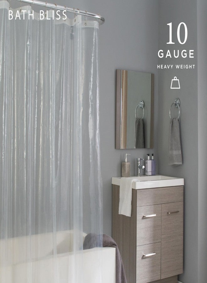 Bath Bliss Sanitized PVC Deluxe Heavy Weight Shower Curtain Liner | 6G | 70"x 72" | Rust Resistant Copper Grommets | Magnetic Hem | Reinforced Mesh Heade | Super Clear - Image 2