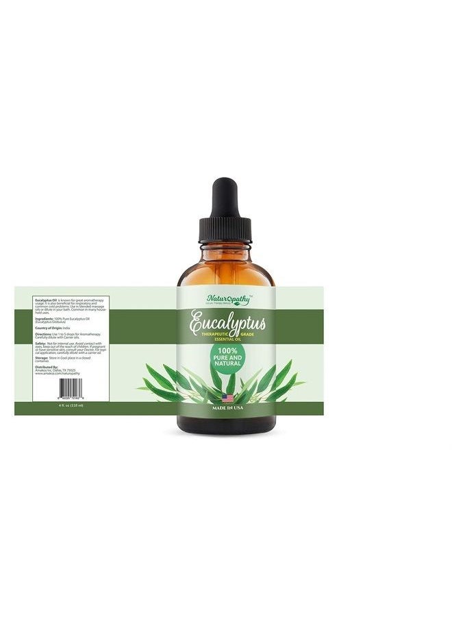 NATUROPATHY NATURE. THERAPY. BEAUTY Naturopathy Eucalyptus Essential Oil, Therapeutic Grade, Premium Quality Perfect for Aromatherapy (4 fl oz)  - Image 4