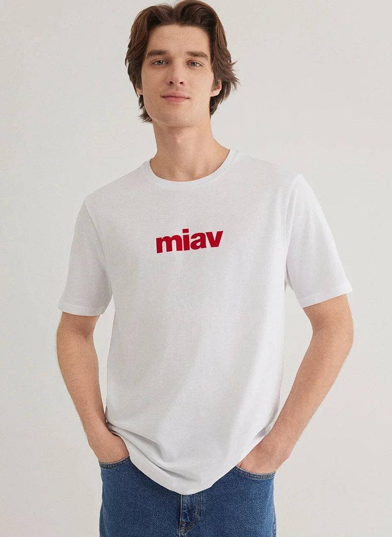 MAVI Red Miav Printed White T-Shirt