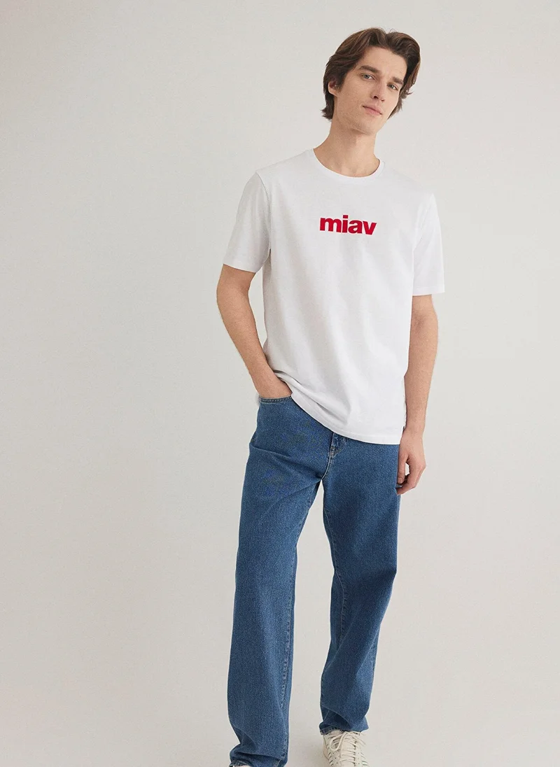 MAVI Red Miav Printed White T-Shirt