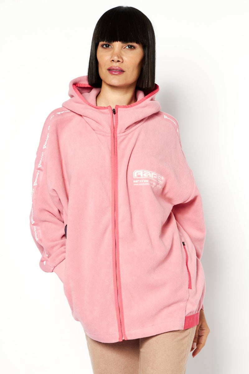 Aape By A Bathing Ape سويت شيرت بقلنسوة بأكمام طويلة للنساء، وردي - Image 1