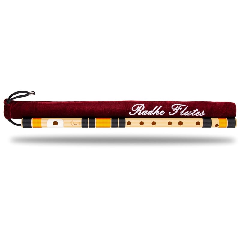 Radhe Flutes | PVC Fiber | C Natural | Right Handed | With Velvet Cover | Black & Orange Threads + Complete Flute Beginners Online Course In Hindi and English - Image 1