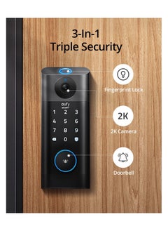 eufy eufy Security S330 Video Smart Lock, 3-in-1 Camera+Doorbell+Fingerprint Keyless Entry Door Lock, BHMA, WiFi Door Lock, App Remote Control, 2K HD, No Monthly Fee, Dual Motion Detection,SD Card Require  - Image 2