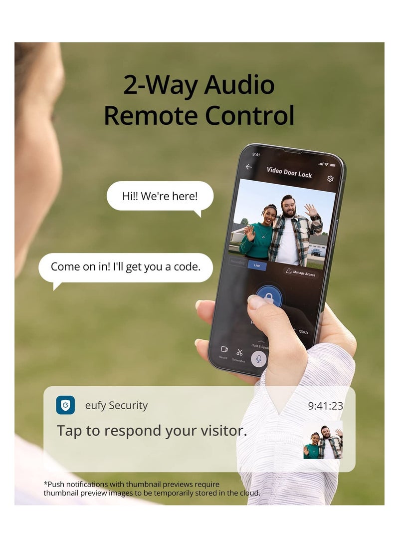 eufy - eufy Security S330 Video Smart Lock, 3-in-1 Camera+Doorbell+Fingerprint Keyless Entry Door Lock, BHMA, WiFi Door Lock, App Remote Control, 2K HD, No Monthly Fee, Dual Motion Detection,SD Card Require - Image 1