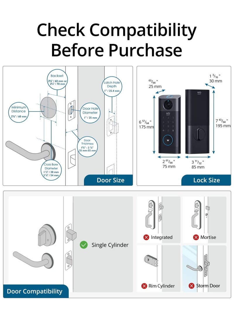 eufy - eufy Security S330 Video Smart Lock, 3-in-1 Camera+Doorbell+Fingerprint Keyless Entry Door Lock, BHMA, WiFi Door Lock, App Remote Control, 2K HD, No Monthly Fee, Dual Motion Detection,SD Card Require - Image 1