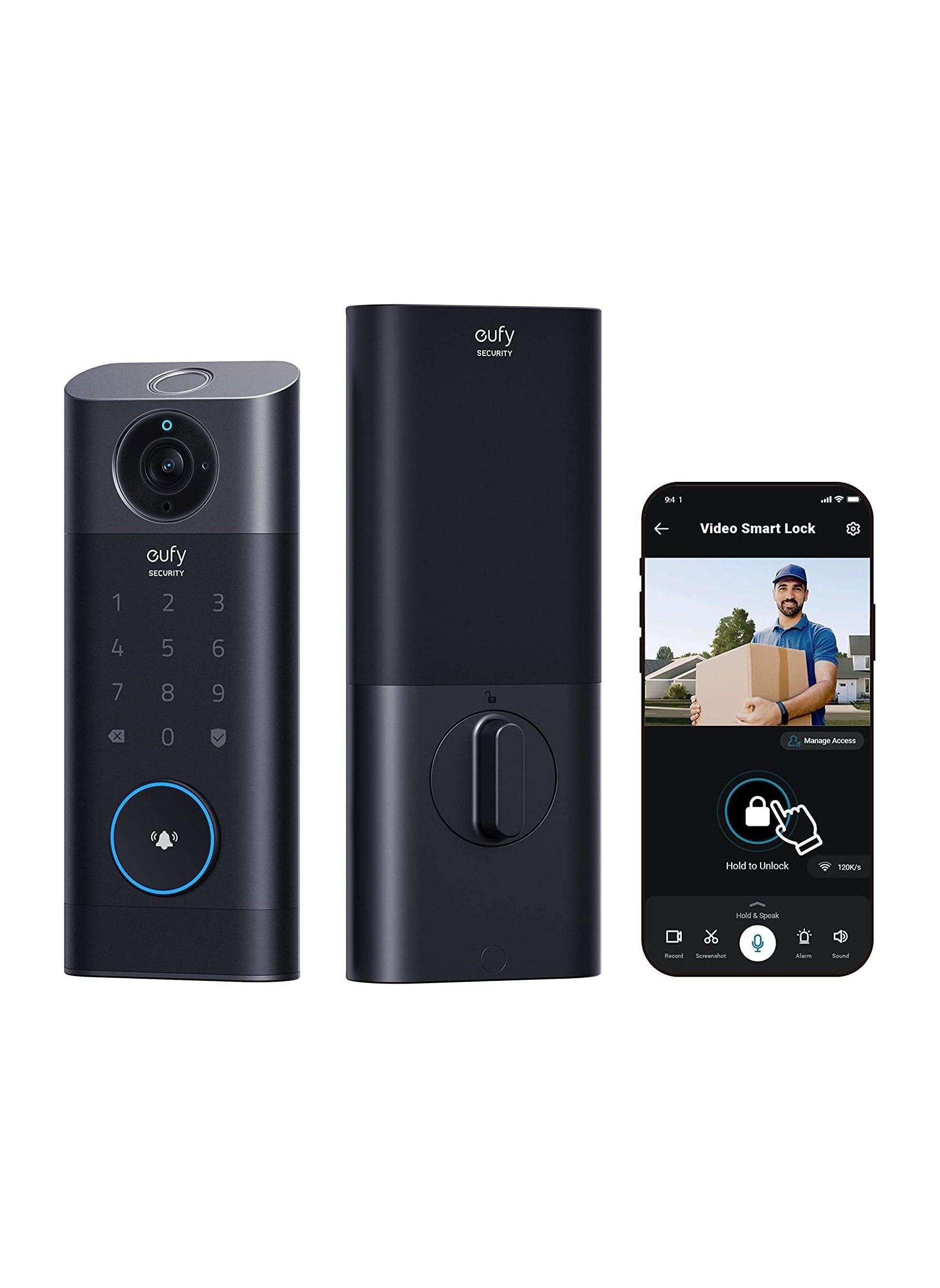 Security S330 Video Smart Lock, 3-in-1 Camera+Doorbell+Fingerprint Keyless Entry Door Lock, BHMA, WiFi Door Lock, App Remote Control, 2K HD, No Monthly Fee, Dual Motion Detection,SD Card Required 