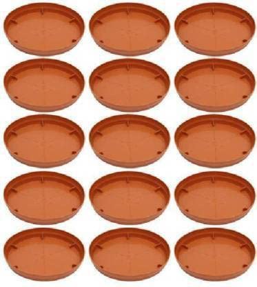 PlantaZee Flower Pot Plant Saucer Base Plate Planter Tray 9 inch Terracotta (Set of 15 Plant Container Set Plant Container Set (Pack of 15, Plastic) Plant Container - Image 5