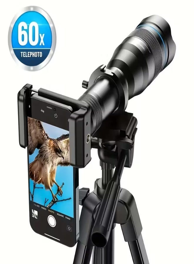 APEXEL 60X Telephoto Monocular – 66mm Objective Lens, 4K HD Optics, Manual Focus, Aluminum Alloy, Tripod Compatible – Outdoor Photography & Travel - Image 4
