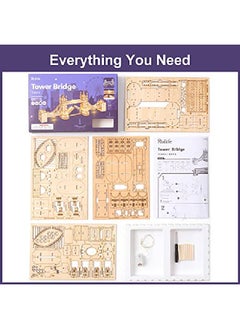 Rolife 3D Wooden Puzzles London Tower Bridge For Adults & Kids 113P Pieces Delicate 3D Puzzle Architecture Model Kits With Led Desk Decor Gift For Teens/Adults  - Image 5
