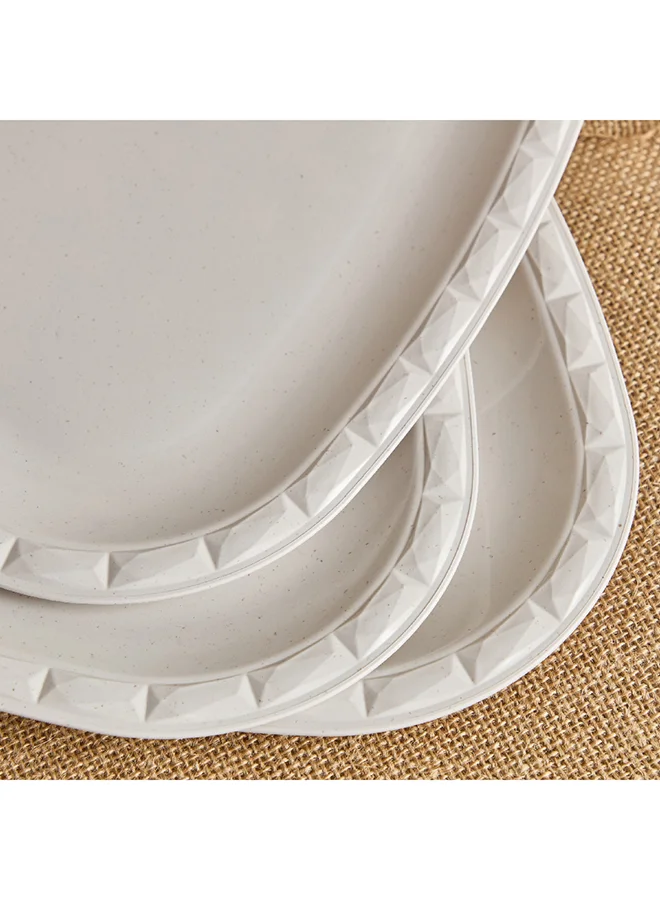 هوم بوكس طقم أطباق عشاء من قشور الأرز 3 قطع 28 × 1 × 28 سم