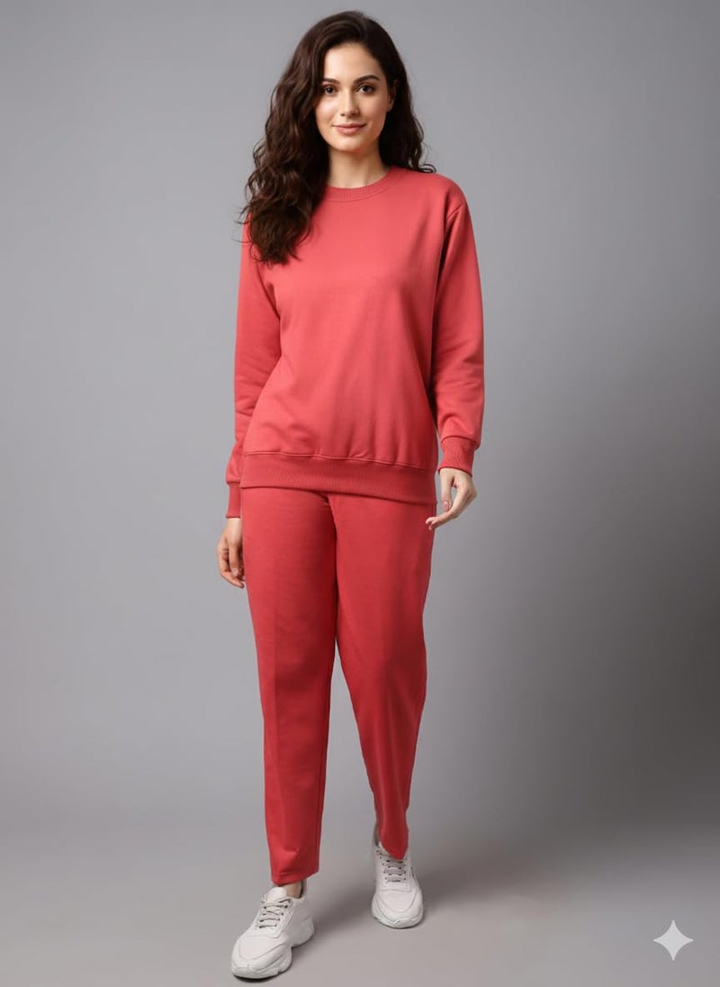 Mack Jonney Solid Track Suit for Women | Co-ord Set | Warm Fleece Tracksuit Set-M5228 - Image 2