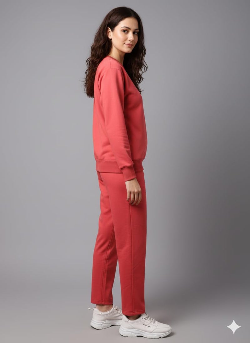 Mack Jonney Solid Track Suit for Women | Co-ord Set | Warm Fleece Tracksuit Set-M5228 - Image 3
