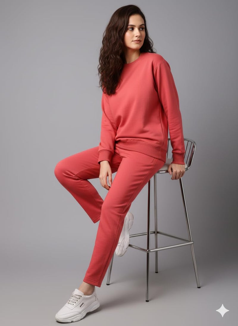 Mack Jonney Solid Track Suit for Women | Co-ord Set | Warm Fleece Tracksuit Set-M5228 - Image 5