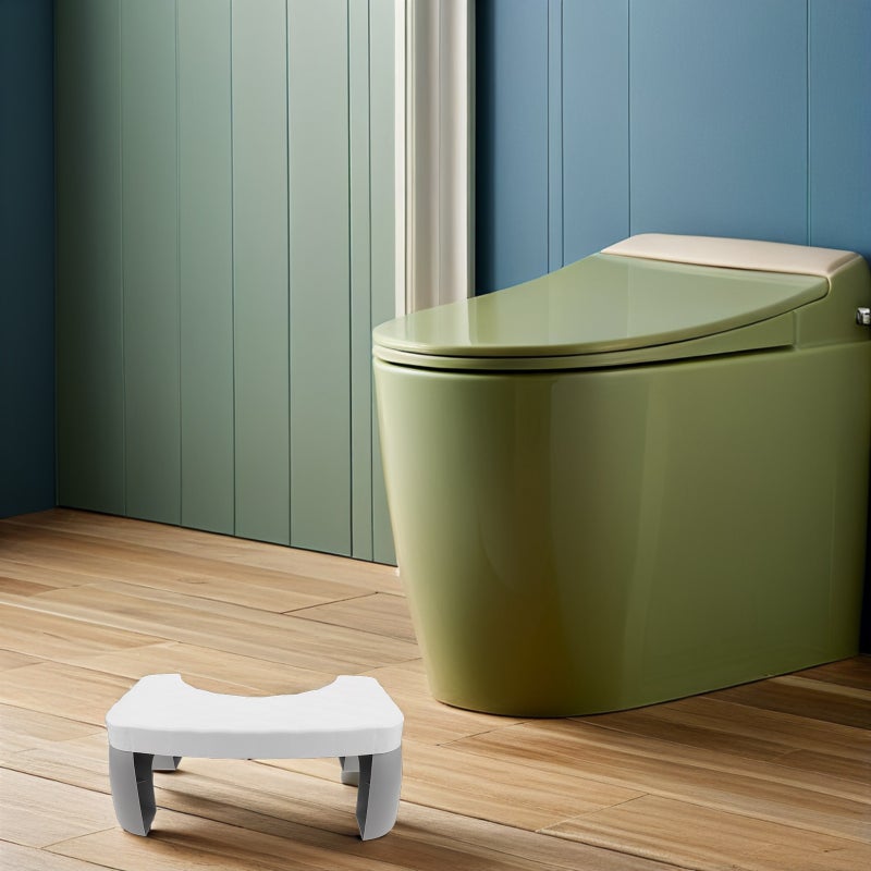 🚽 مقعد قدم تواليت أبيض من بولي بروبيلين مانع للانزلاق لدعم القدم مريح للاستخدام في الحمام - Image 2