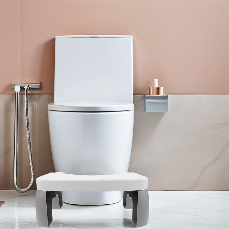 🚽 مقعد قدم تواليت أبيض من بولي بروبيلين مانع للانزلاق لدعم القدم مريح للاستخدام في الحمام - Image 3