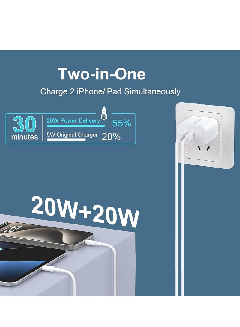General iPhone 15 Charger,USB C Charger, 2-Pack 20W Dual Port USB Fast Wall Charger, USB C Charger Block for iPhone 15/15 Pro/15 Pro Max/iPad Pro/AirPods and More  - Image 3
