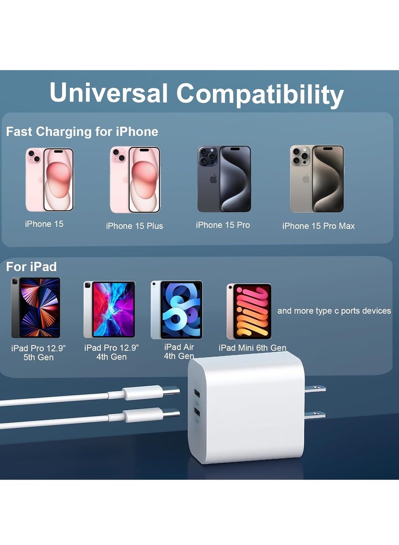 General iPhone 15 Charger,USB C Charger, 2-Pack 20W Dual Port USB Fast Wall Charger, USB C Charger Block for iPhone 15/15 Pro/15 Pro Max/iPad Pro/AirPods and More  - Image 5