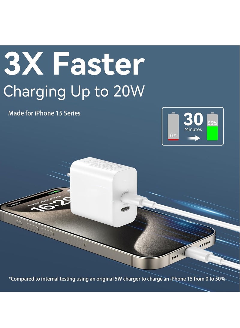 General iPhone 15 Charger,USB C Charger, 2-Pack 20W Dual Port USB Fast Wall Charger, USB C Charger Block for iPhone 15/15 Pro/15 Pro Max/iPad Pro/AirPods and More  - Image 2