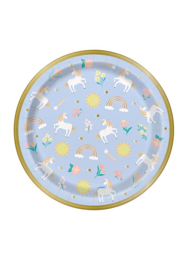 Unique أطباق دائرية رقيقة على شكل يونيكورن 9" - عبوة من 8 - Image 1