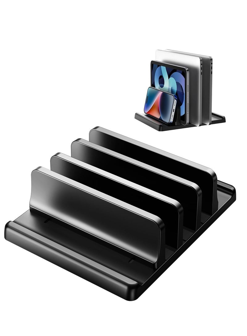 General 3-Slot Vertical Laptop Stand Holder,Adjustable ABS Plastic Desktop Notebook Dock,Vertical Laptop Stand Space-Saving for All MacBook/Surface/Samsung/HP/Dell/Chrome Book  - Image 1