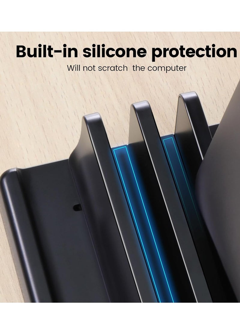 General 3-Slot Vertical Laptop Stand Holder,Adjustable ABS Plastic Desktop Notebook Dock,Vertical Laptop Stand Space-Saving for All MacBook/Surface/Samsung/HP/Dell/Chrome Book  - Image 3