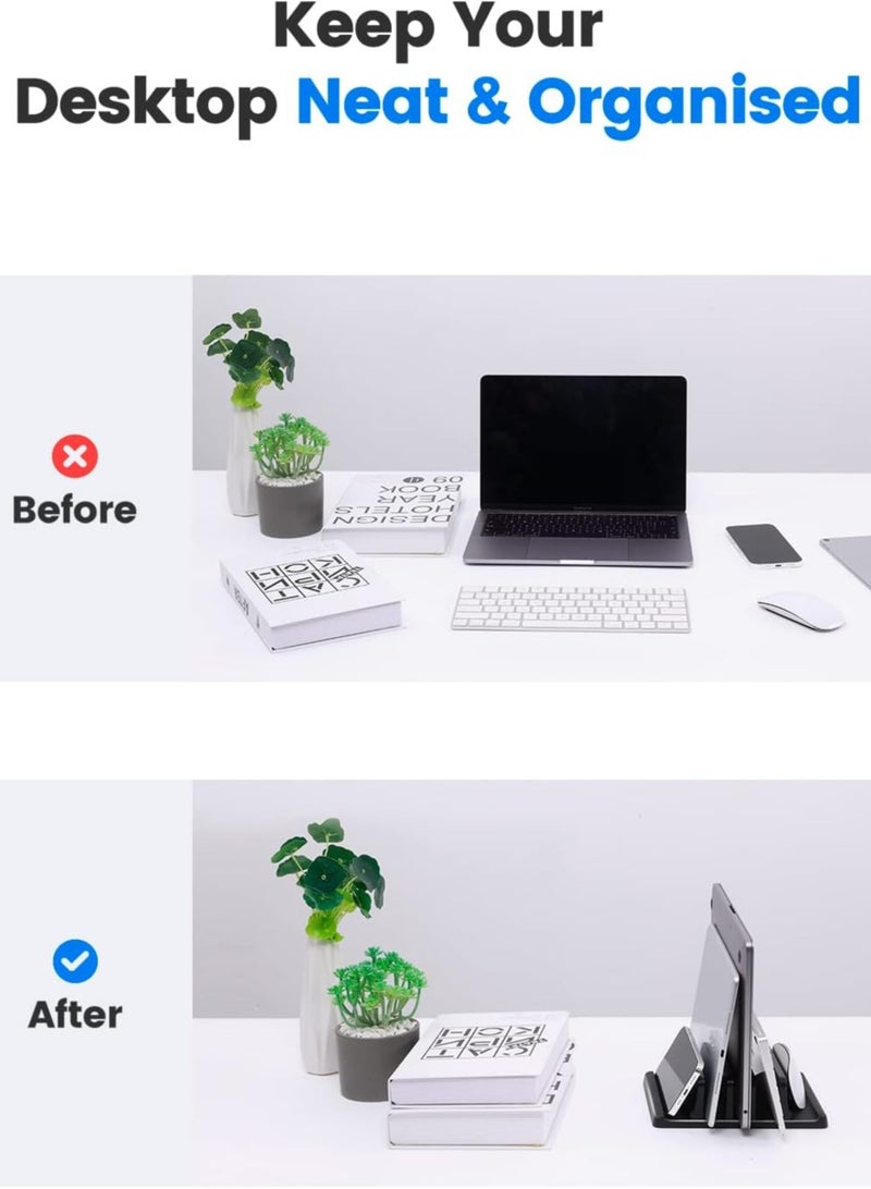 General 3-Slot Vertical Laptop Stand Holder,Adjustable ABS Plastic Desktop Notebook Dock,Vertical Laptop Stand Space-Saving for All MacBook/Surface/Samsung/HP/Dell/Chrome Book  - Image 5