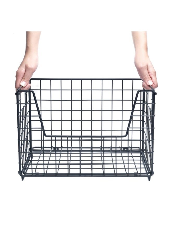 TIEYIPIN 2 Tier Metal Wire Storage Basket, Stackable Fruit Vegetable Food Baskets Cabinet Organizer Pantry Bin for Home Bathroom Kitchen Office Organization - Black - Image 5