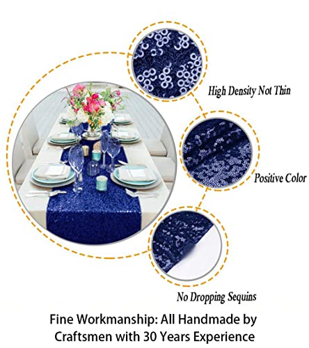 ShiDianYi 12''x72'' Navy Blue Sequin Table Runner - Sparkly Metallic Sequin Runner for Wedding, Bridal Shower, Dinner Party, Ready to Ship! - Image 3