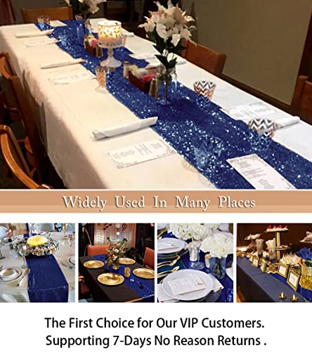 ShiDianYi 12''x72'' Navy Blue Sequin Table Runner - Sparkly Metallic Sequin Runner for Wedding, Bridal Shower, Dinner Party, Ready to Ship! - Image 5