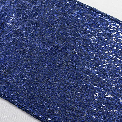 ShiDianYi 12''x72'' Navy Blue Sequin Table Runner - Sparkly Metallic Sequin Runner for Wedding, Bridal Shower, Dinner Party, Ready to Ship! - Image 1