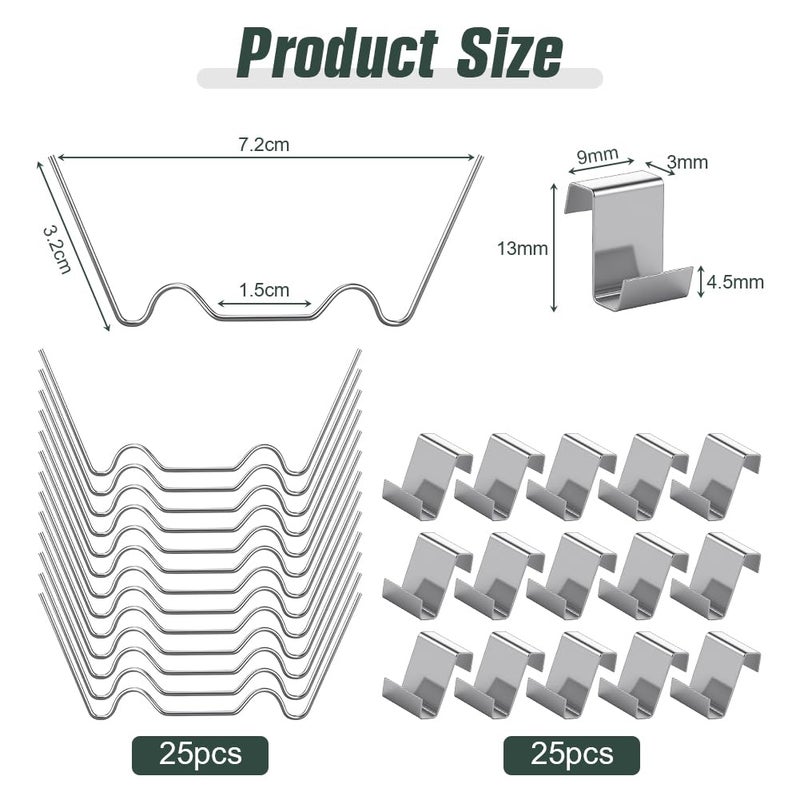 OFFCUP 50 x Greenhouse Glazing Clips, 25 Z and W Clips for Glazing Clips for Glass Greenhouses in Stainless Steel, Weather Resistant Clamps Greenhouse Accessories - Image 2