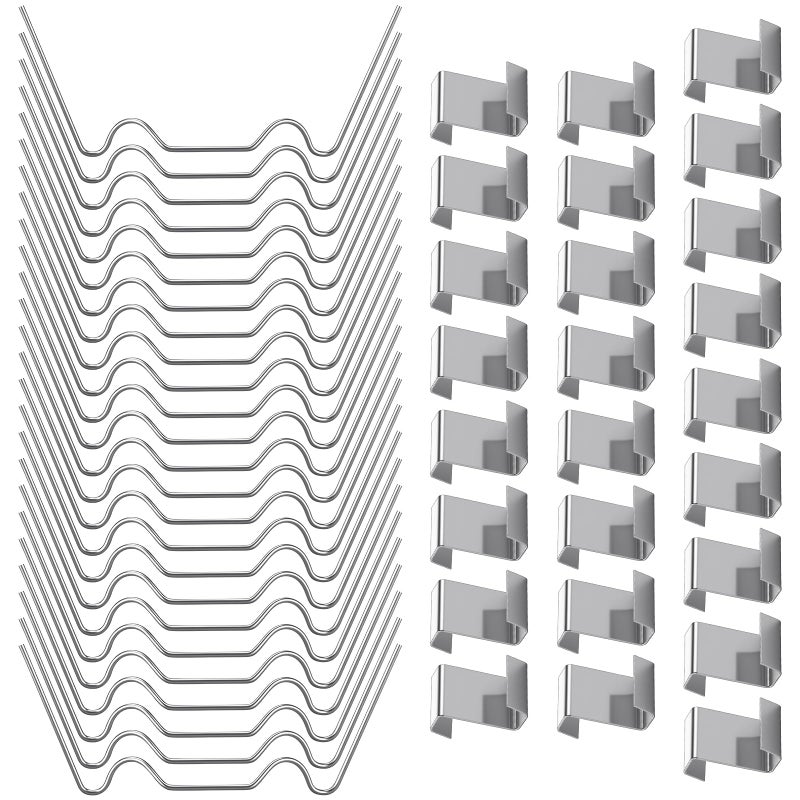 OFFCUP 50 x Greenhouse Glazing Clips, 25 Z and W Clips for Glazing Clips for Glass Greenhouses in Stainless Steel, Weather Resistant Clamps Greenhouse Accessories - Image 1