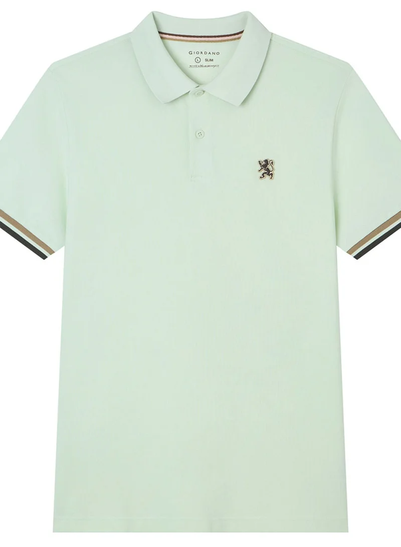 GIORDANO  Men’s Cotton Slim Performance Polo with Small Lion Embroidery for Men | Best Price UAE