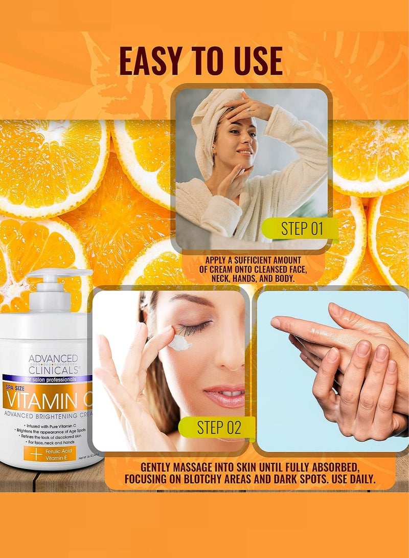 Advanced Clinicals Advanced Clinicals Original Vitamin C Face and Body Cream Moisturizing Skin Care Lotion 16oz (2Pack X 454g) - Image 4