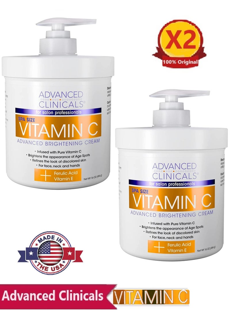 Advanced Clinicals Advanced Clinicals Original Vitamin C Face and Body Cream Moisturizing Skin Care Lotion 16oz (2Pack X 454g) - Image 1