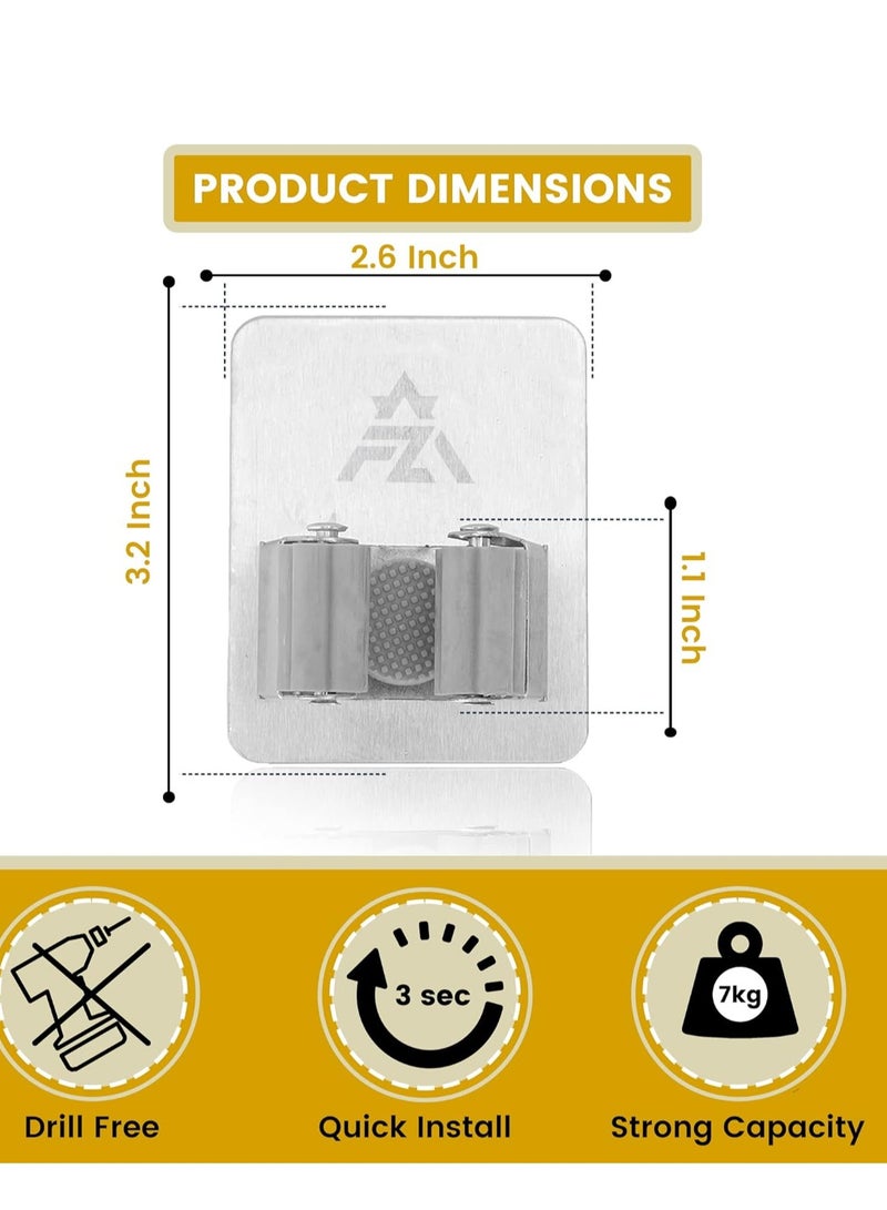 عام حامل المكنسة، حامل ممسحة مثبت على الحائط، ذاتي اللصق، لا يحتاج إلى حفر، قوي لتوفير المساحة، حامل ممسحة مثبت على الحائط لتخزين الأدوات في المنزل والمطبخ والحمام وتخزين الحديقة (عبوة من 4 قطع) - Image 2