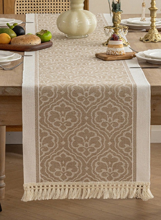 Cynthia 72inches table runner waterproof cotton linen brown table runner linen with tassels Nordic style simplicity suitable for wedding bridal shower party family party kitchen table decoration  - Image 4