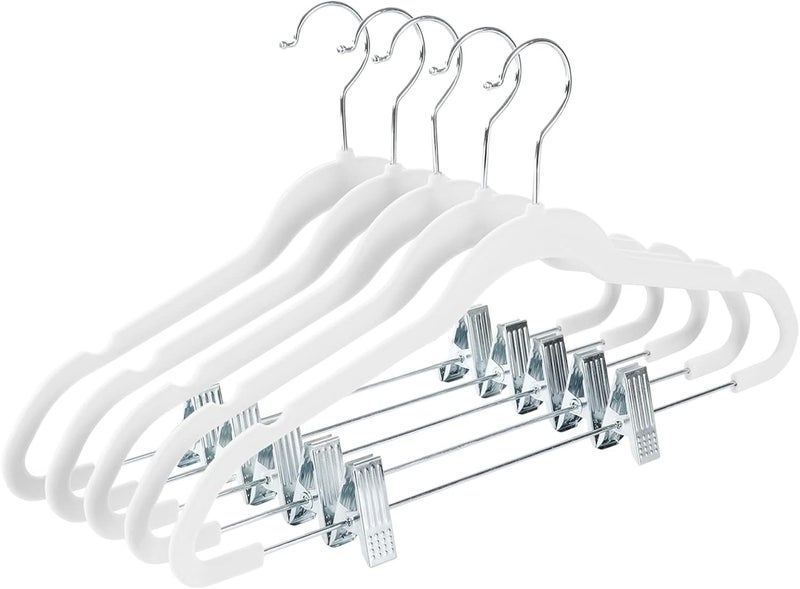 Red Dot Gift ®20-Pack White Non-Slip Velvet Hangers with Clip 42.5cm/16.8 Inch- 360 Degree Rotatable Hook - Durable & Slim - Non Slip Hangers for Coat Hangers - Pant Hangers… - Image 1
