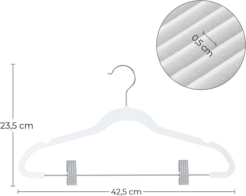 Red Dot Gift ®20-Pack White Non-Slip Velvet Hangers with Clip 42.5cm/16.8 Inch- 360 Degree Rotatable Hook - Durable & Slim - Non Slip Hangers for Coat Hangers - Pant Hangers… - Image 2