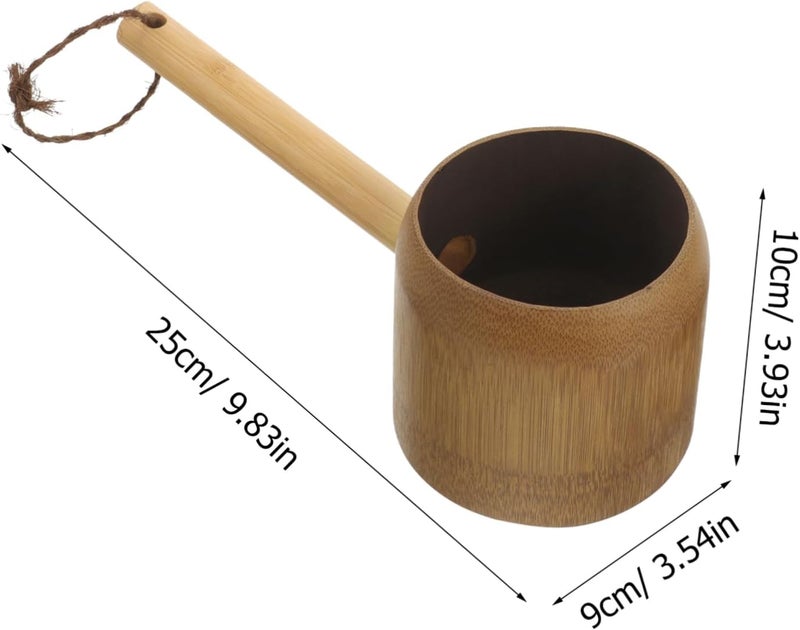 Hemobllo Natural Bath Water Pourer with Ergonomic Handle Deep Water Scoop Ladle for Shower Sauna Home and Garden Use Comfortable Non Slip Grip Versatile Bathroom Rinse Cup - Image 2