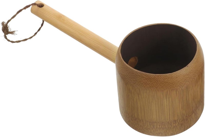 Hemobllo Natural Bath Water Pourer with Ergonomic Handle Deep Water Scoop Ladle for Shower Sauna Home and Garden Use Comfortable Non Slip Grip Versatile Bathroom Rinse Cup - Image 1