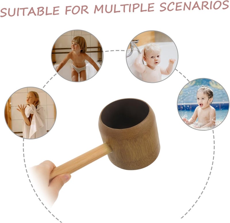 Hemobllo Natural Bath Water Pourer with Ergonomic Handle Deep Water Scoop Ladle for Shower Sauna Home and Garden Use Comfortable Non Slip Grip Versatile Bathroom Rinse Cup - Image 3