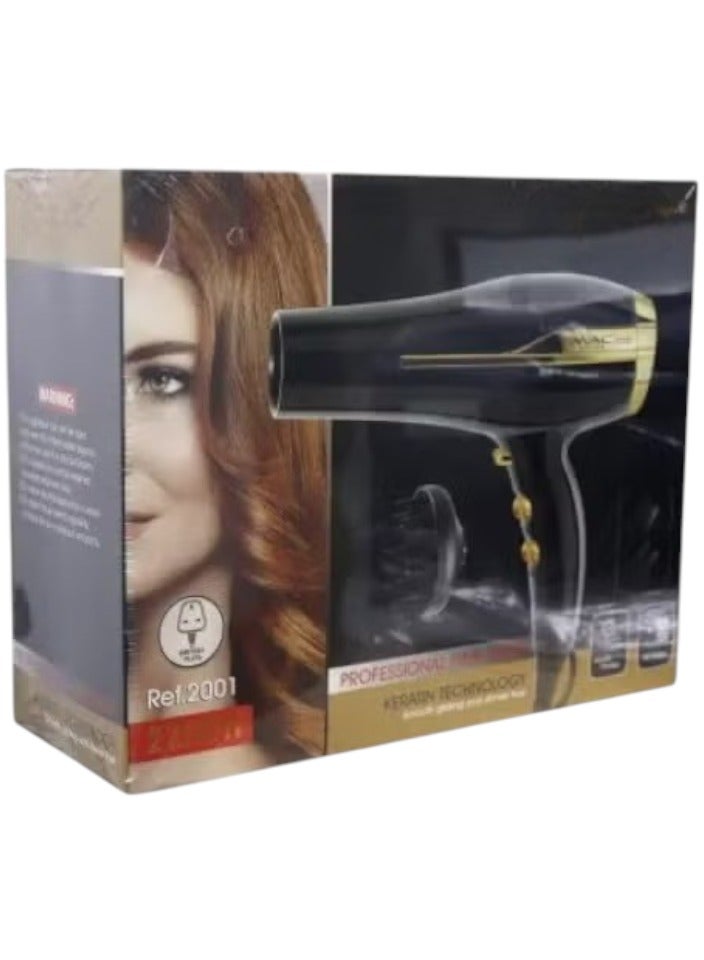 ماك ستايلر مجموعة مجفف شعر احترافي، ٢٢٠٠ واط، أسود