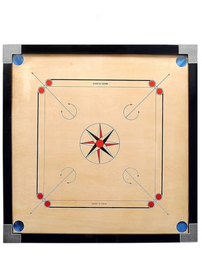 TIGER Premium High Gloss Finish Carrom Board – 32-Inch Full Size with 1.5-Inch Thick Wooden Border (Super Tournament Model) – Smooth Rebound Surface – Includes Professional Striker, Carrom Coins, and Powder – Large Size for Indoor Game Play, Adults & Family Entertainment  - Image 1