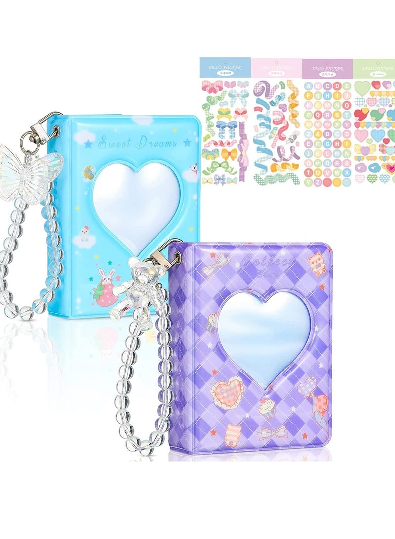 SYOSI Kpop Photocard Holder Book Mini Album Collect Binder 40 Pockets With Cute Decorative Stickers And Bracelet Card Holders Style 2 Pcs 3 Inch  - Image 1