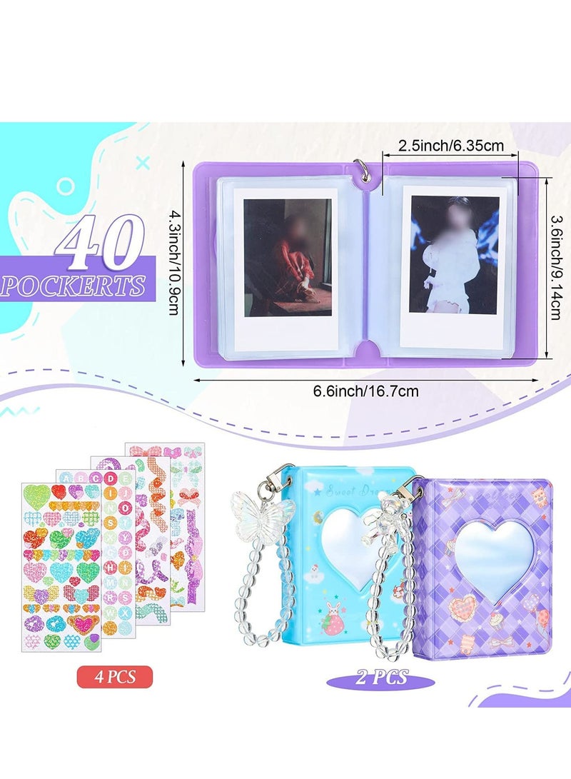 SYOSI Kpop Photocard Holder Book Mini Album Collect Binder 40 Pockets With Cute Decorative Stickers And Bracelet Card Holders Style 2 Pcs 3 Inch  - Image 4
