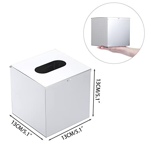 Sumnacon Square Stainless Steel Tissue Box Cover - Wall Mounted Stylish Paper Facial Cover, Modern Metal Tissue Box Holder for Bedroom/Bathroom/Vanity/Countertop/Dresser/Night Stand/Office/Car, Polish - Image 4